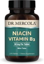Dr. Mercola Niacin Vitamin B3, 90 Hizmet (270 Tablet), Diyet Tamam, Mini Tablar, Temel B Vitamini, Non-GMOB