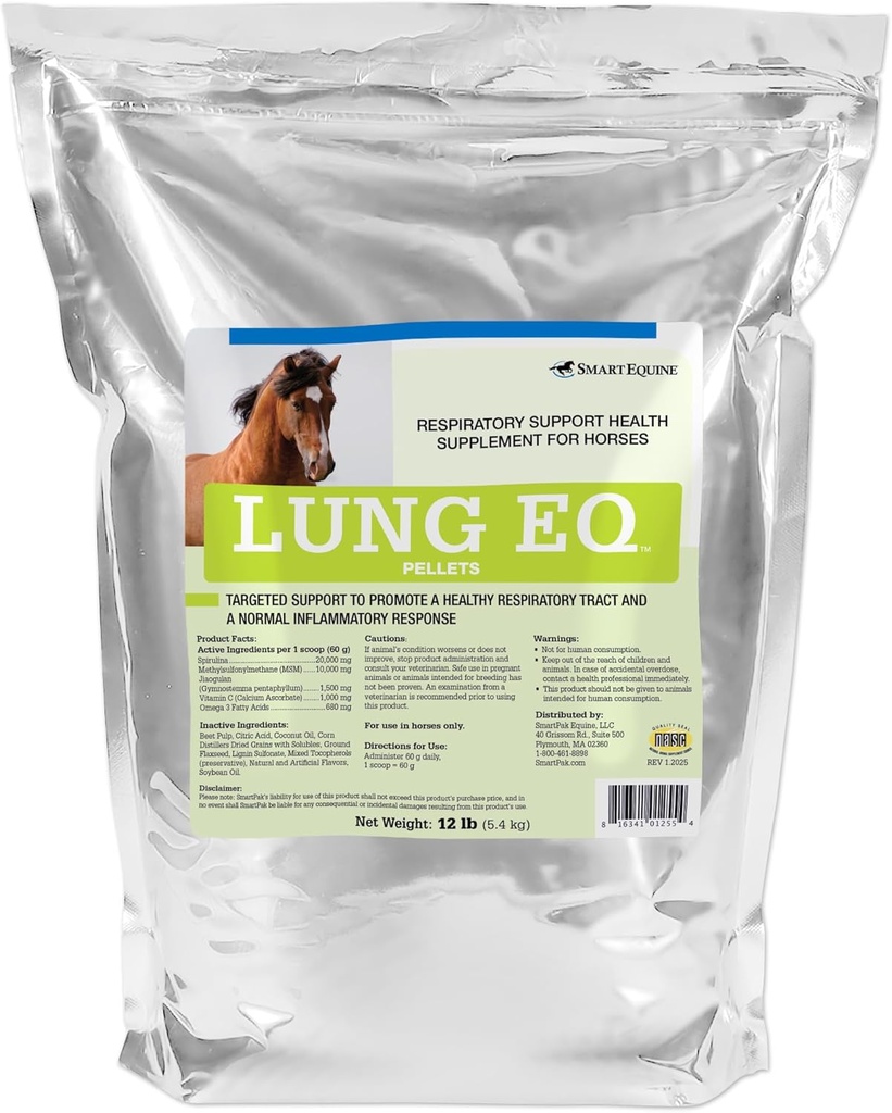 Innovated Respiratory Support | At Health | Spirulina for Horses with Antioksis, Herbs, Minerals | Equine Pellet for Respiratory Support | 12 LBB