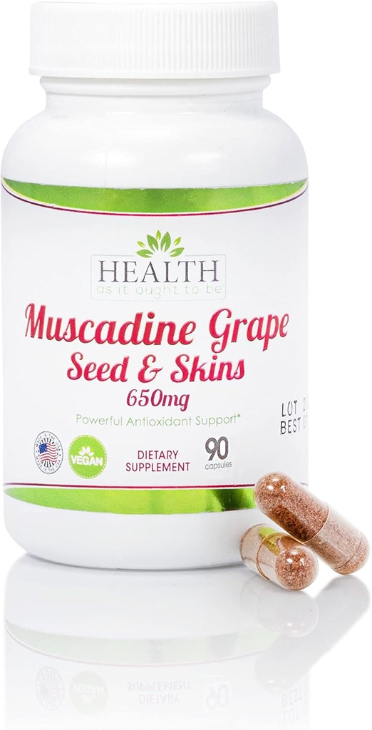 Sağlık Muscadine Grape Tohum & Skins 650 mg Supplement Olmak Için Ought Olarak | Doktor Ortalama Grape'nin Ötesinde Güçlü Antioksi Desteği | 90 Capsules