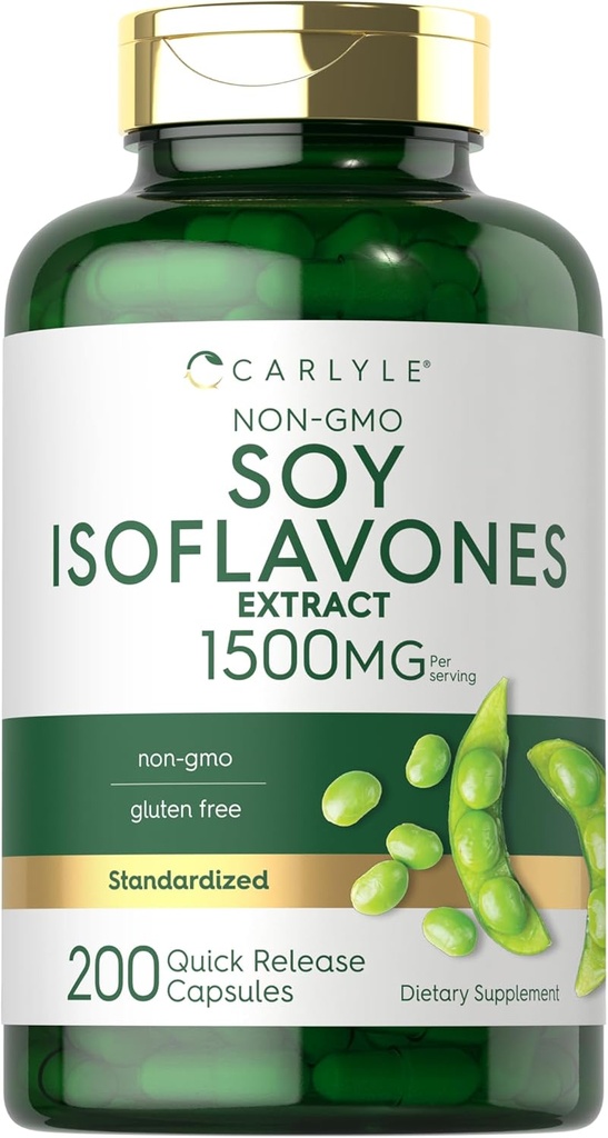 Carlyle Soy Isoflavones for Women and Men 1500 mg | 200 Capsules | Non-GMO, Gluten Free Extract Supplement Supplement Supplement Supplement Supplement