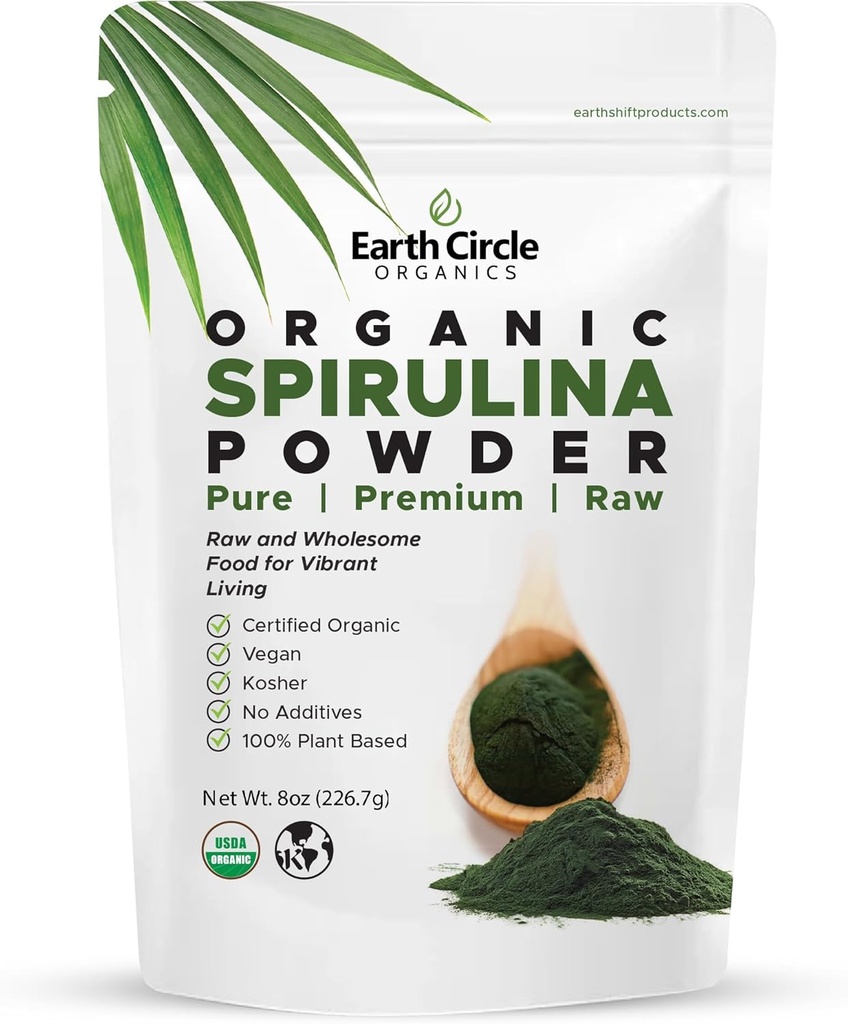 Spirulina Toz, Kosher, Raw ve Non-Irradiated | Pure Vegan protein | Premium Enerji Superfood, Yüksek nükleik asitler ve Antisoxy - 8oz