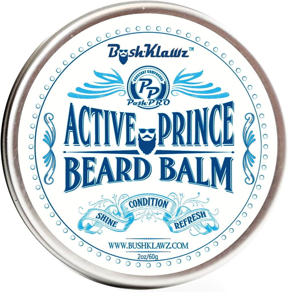 BushKlawz Beard Balm Leave-in Conditioner, 2 oz - Active Prince Scent - Best Conditioner για Ανδρικό Γούρι και Δώρο