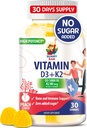 Sugar-Free Vitamin D3 K2 Gummies 5000 IU - Immune & Bone Support Gummies - Yetişkinler için D Gummy Supplement - High-Abxia, Vegan, Halal, Gluten-Free Chewables