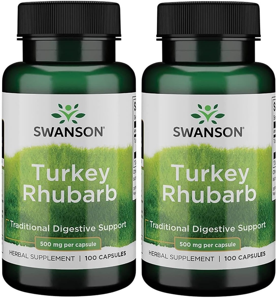 Swanson Turkey Rhubarb - συμπλήρωμα βοτάνων για την Digestive Health - Φυσική Φόρμουλα - (100 κάψουλες, 500mg έκαστο) (2 Συσκευασία)
