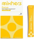 MIXHERS Focus Brain Support Supplement | Caffeine-Free | Natural Materialss for Cognitive Clarity, Concentration, & Hydration | Coconut Lime Flavor | 15 Stick Packets