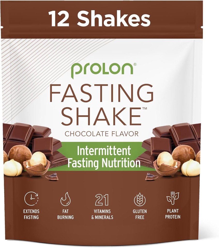 Prolon Intermittent Fasting Drink Mix | Fasting Shake for Intermittent Fasting | Vitamins, Fiber, Plant bazlı protein, Superfoods | Chem, Vegan, Gluten Free, Dairy Free | Chocolate, 12 Packets