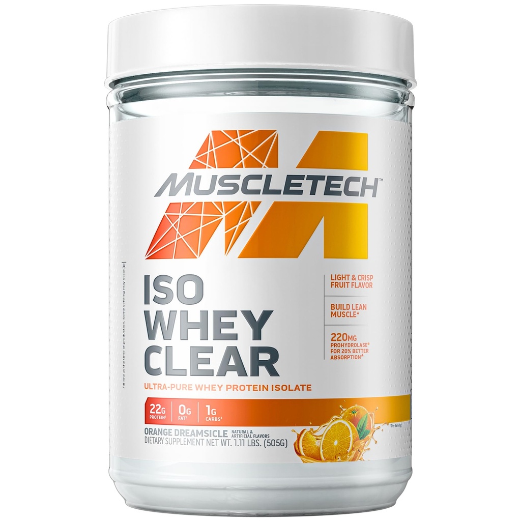 ΜύεςTech πρωτεΐνη Whey σκόνη καθαρή πρωτεΐνη Whey Isolate πρωτεΐνη Whey Isolate πρωτεΐνη σκόνη για γυναίκες & άνδρες σαφές πρωτεϊνικό ποτό 22g πρωτεΐνης, 90 θερμίδες Orange Dreamsicle, 1.1lb (19 σερβιρίσματα)