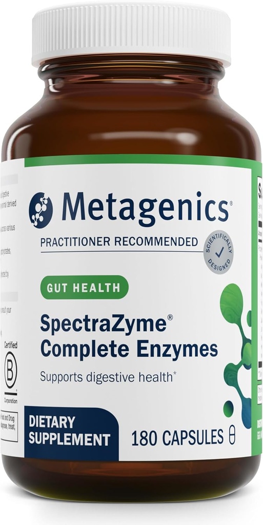 Μεταγονική SpectraZyme Enzyme Complex - Φυτοβασισμένο Digestive Ένζυμα για την πρωτεΐνη, λίπος & υδατάνθρακες Ανάλυση - Υποστηρίζει δυσπεψία, Bloating & Colon Health* - Χωρίς γλουτένη, Vegan - 180 Κάψουλες