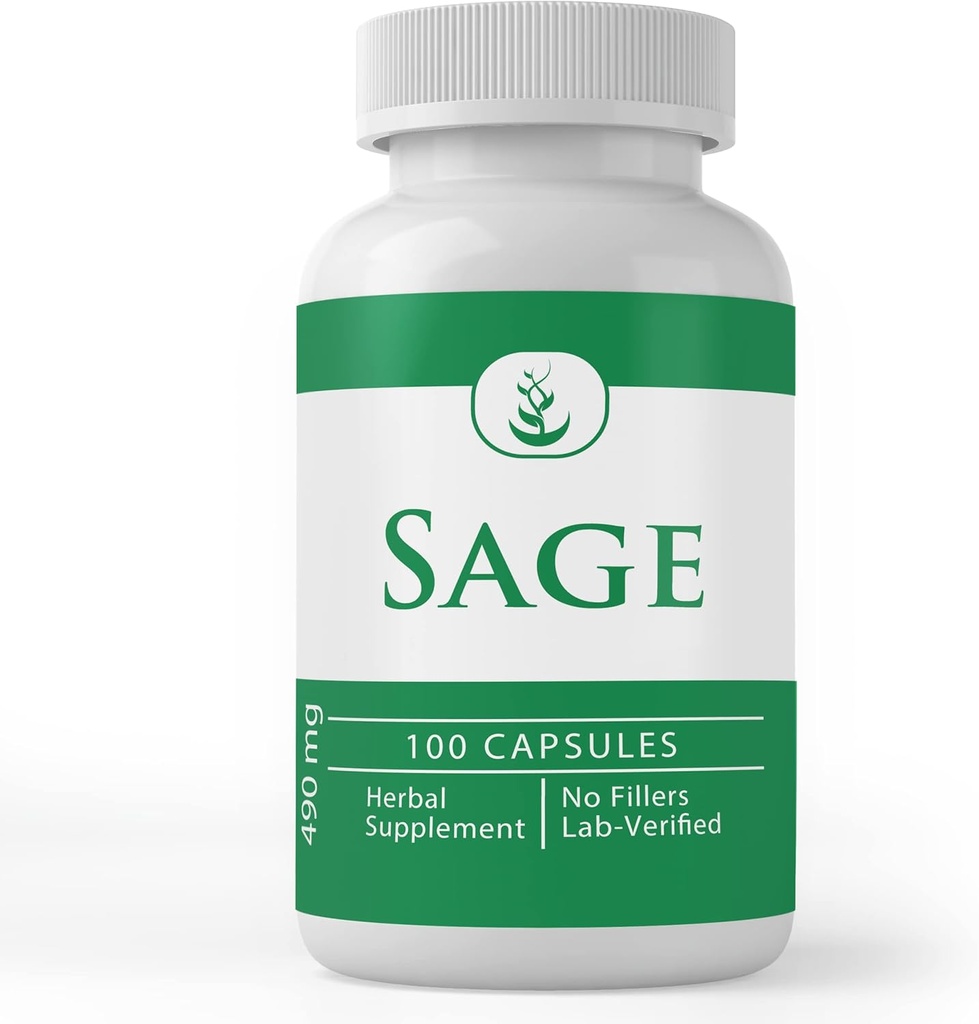 PURE ORIGINAL INGREDIENTS Sage, (100 Capsules), Her zaman Pure, Nomixs Or Fillers, Lab TY