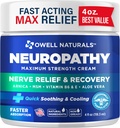 Owell Naturals Neuropathy Nerve Relief Cream, Maximum Strength, Greaseless, Natural Ingredients Arnica, Aloe Vera, MSM, Vitamin B6 for Feet, Hands, Legs, Toes Discomfort, 4 Fl Oz (Pack of 1)