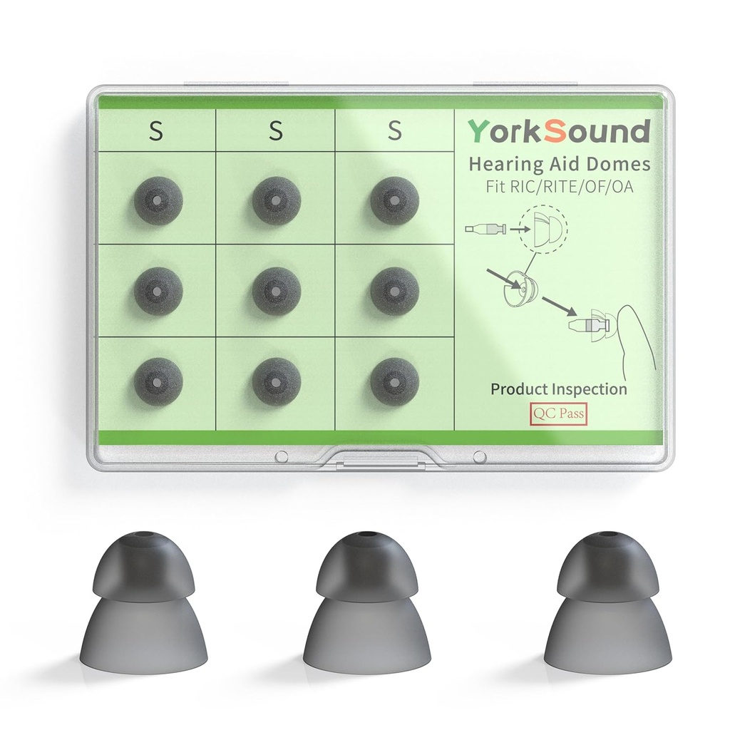 9 İşitme Aids Domes, Silikon Power Domes Close Domes Ear Tips, İşitme AidChange Domes, Sure Fit RIC RITE ve Open Fit BTE İşitme Amplifier, Smoky Color, Small Power Domes Close Domes