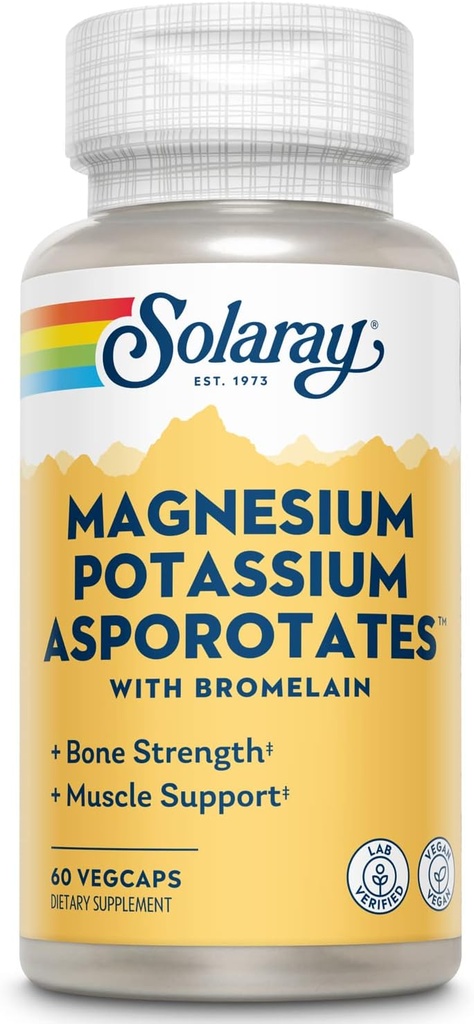 Solaray Magnezyum ve P Properties Asporotates w/Bromelain, Sağlıklı Elektrolyte, Kas, Kalp ve Hücre Destek, 60 VegCaps