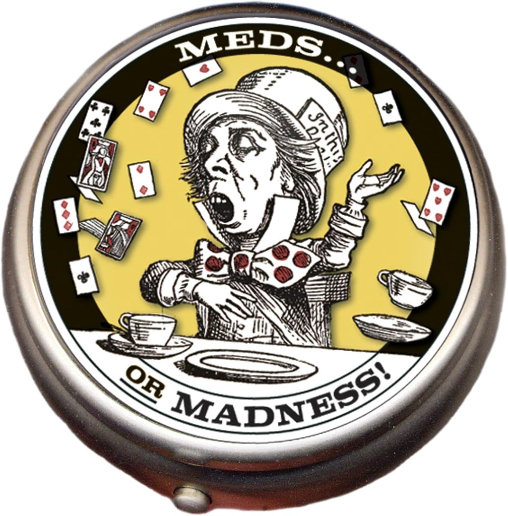 Mad Hatter Pill Box - Compact 1 veya 2tment Medicine Case