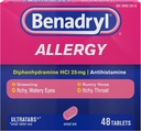Benadryl Ultratabs Antihistamine Antihistamine Alerji Tıp, Diphenhydramine HCl Tabletler, 48 ct