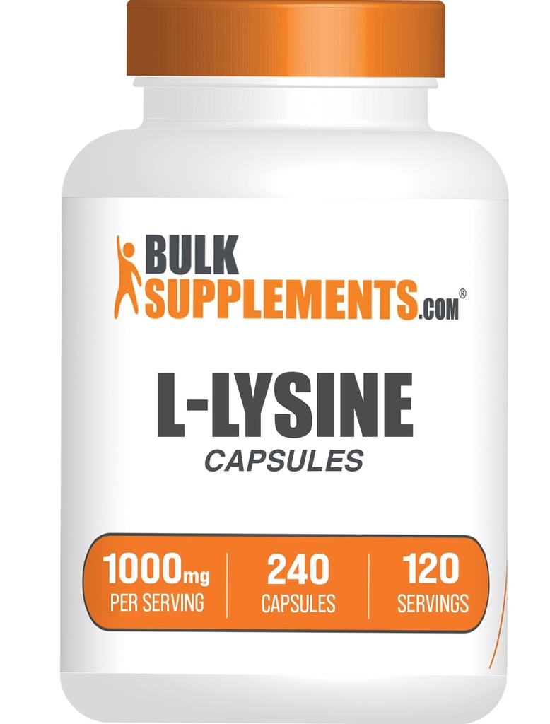 BulkSupplements.com L-Lysine HCl Capsules - Spor Beslenme Supplement, Lysine 1000 mg - Immune Support için, Gluten Free, 2 Capsules per Service, 240 Count (Pack of 1)