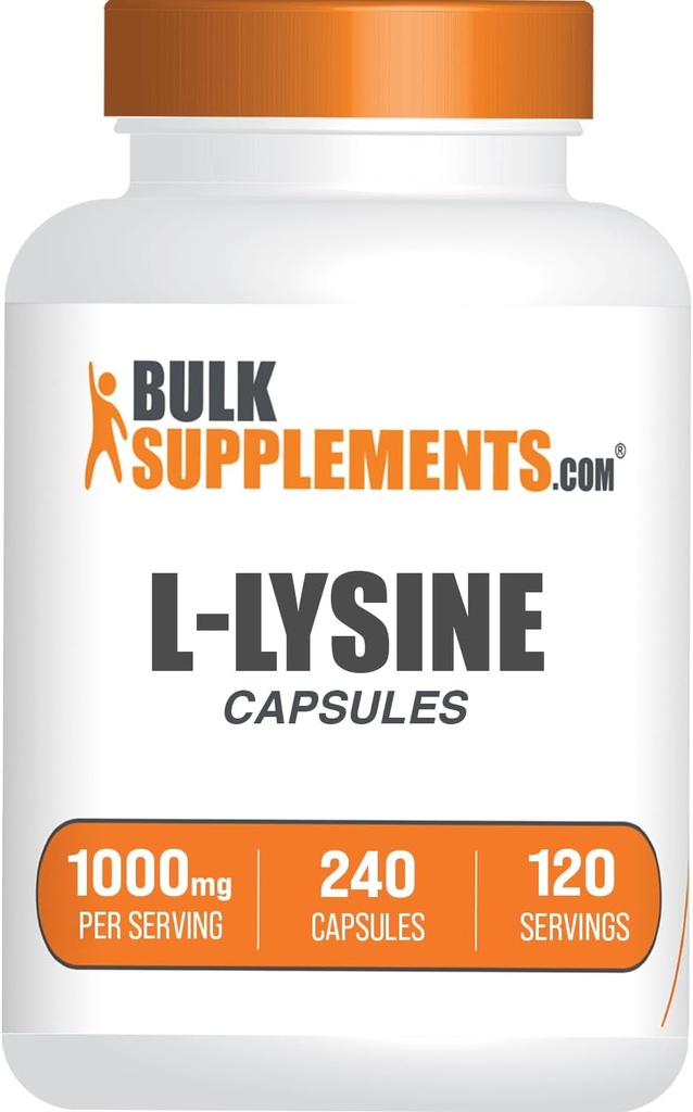 BulkSupplements.com L-Lysine HCl Capsules - Spor Beslenme Supplement, Lysine 1000 mg - Immune Support için, Gluten Free, 2 Capsules per Service, 240 Count (Pack of 1)