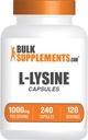 BulkSupplements.com L-Lysine HCl Capsules - Spor Beslenme Supplement, Lysine 1000 mg - Immune Support için, Gluten Free, 2 Capsules per Service, 240 Count (Pack of 1)
