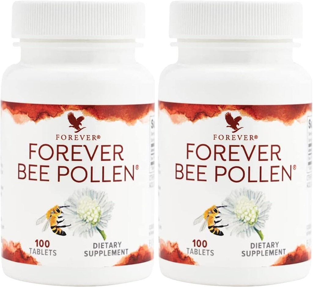 Forever Living - Bee Pollen - Energy and Nutrition with Bioactive Compounds - Vegetarian and Gluten-Free - 100 Tablets (Pack of 2)
