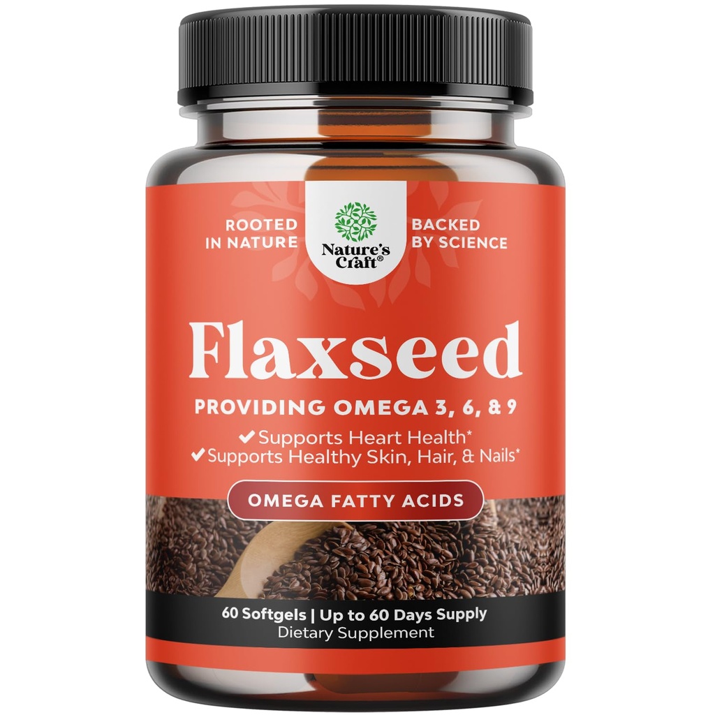 Flaxseed Oil 1000 mg Softgels - Yüksek Potency Flax Tohum Yağı Kalp Sağlığı Digestion ve Beyin Desteği - Soğuk Baskılı Organik Flaxseed Bitki Temelli Omega 3 6 9