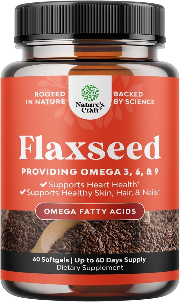 Flaxseed Oil 1000 mg Softgels - Yüksek Potency Flax Tohum Yağı Kalp Sağlığı Digestion ve Beyin Desteği - Soğuk Baskılı Organik Flaxseed Bitki Temelli Omega 3 6 9
