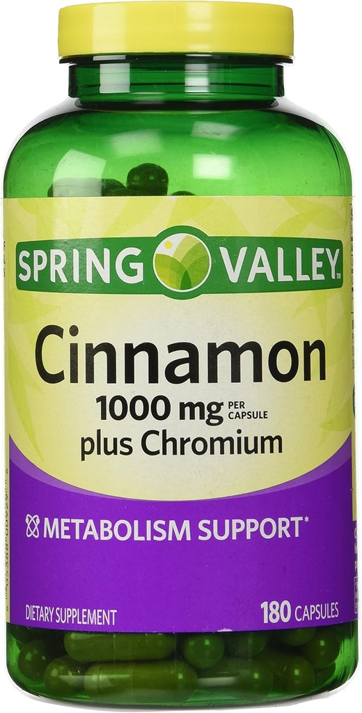 Spring Valley Cinnamon 1000 mg Plus Chromium, 180 Capsules