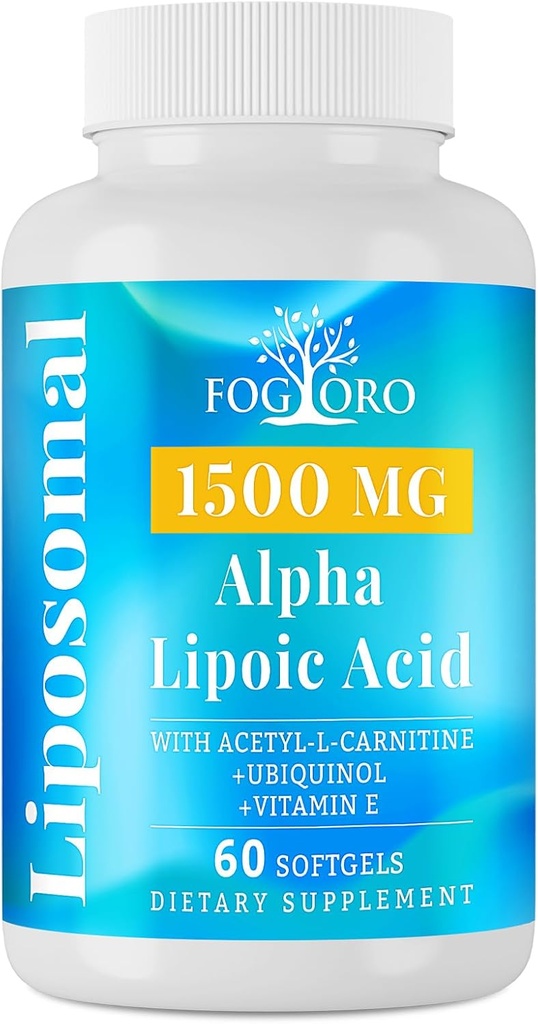 Fogoro Alfa Lipoic Acid 1500 mg-Liposomal ALA Supplement for Cellular Energy Production,Lipid Metabolism, Free Radikal Scavenger,60 Softgels
