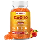 Χωρίς ζάχαρη CoQ10 Gummies 3000 mg - Plus Omega-3, Βιταμίνη Β3 & Ψευδάργυρος, Υψηλή Απορρόφηση Συνένζυμο Q10 Συμπληρώματα για Κυτταρική Ενέργεια & Αντιοξειδωτική Υποστήριξη, Vegan 60 Count