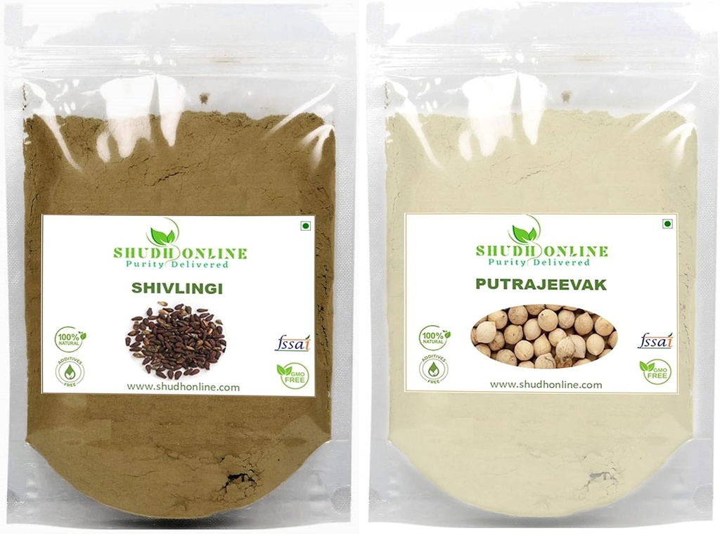 Shudh Online Sivalingi ve Putrajivak Tohum Toz Combo (100 gram), Putrajeevak ve Shivlingi Beej tozu, Putrijivak, Putr Jivak, Shivalinga, Shivling