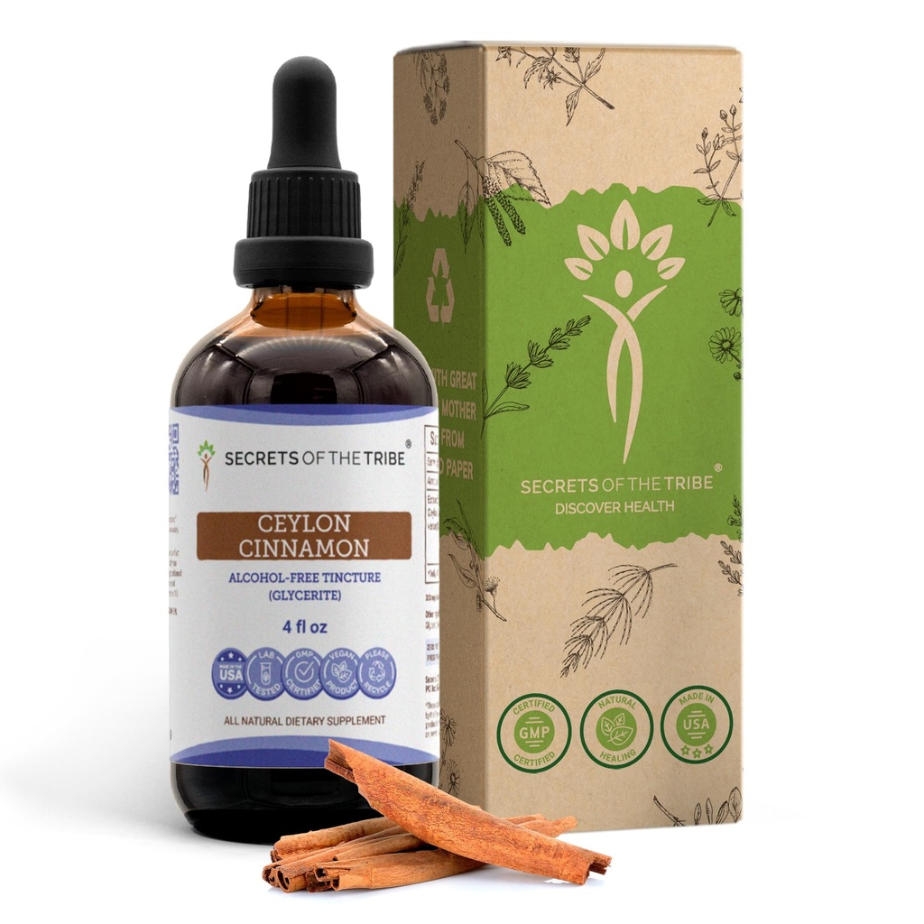 Tribe Ceylon Cinnamon Tincture Alkol-Free Liquid Extract, Ceylon Cinnamon (Cinnamomum Verum) kuru Bark (4 FL OZ)