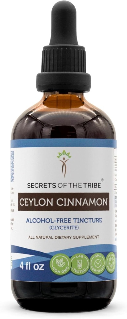 Tribe Ceylon Cinnamon Tincture Alkol-Free Liquid Extract, Ceylon Cinnamon (Cinnamomum Verum) kuru Bark (4 FL OZ)