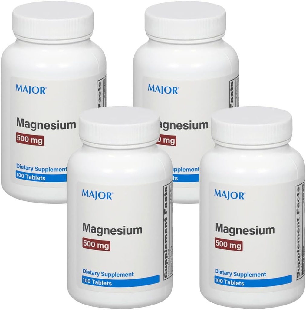Büyük Magnezyum 500 mg - Magnezyum Oksit Tabletleri - Diyet Supplement - 100 Kont (4 Pack)