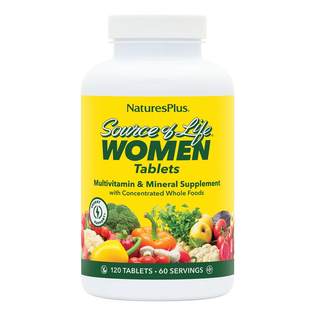 NaturesPlus Life Women Multivitamin Kaynağı - 120 Vejetaryen Tabletler - Tüm Gıdalar, Enzymes & Mineraller - Genel Sağlık, Enerji - Gluten-Free - 60 Hizmet
