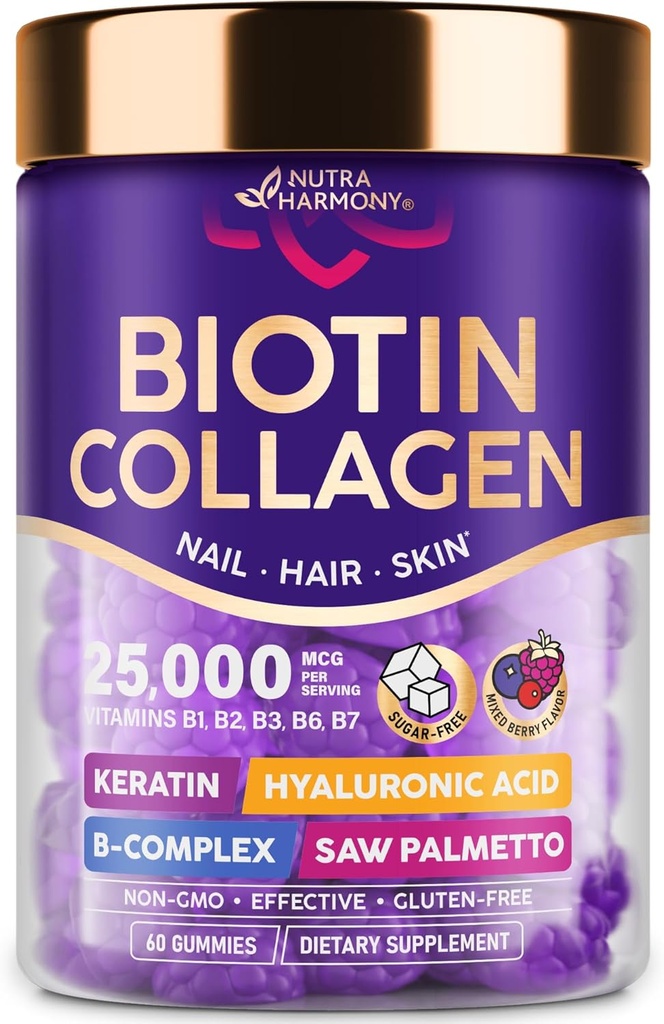 NUTRAHARMONY Biotin Collagen Gummies - 60 Kont