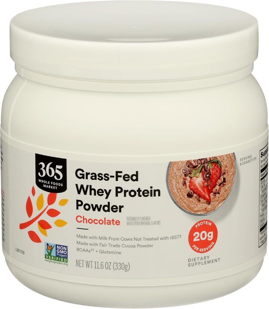 365 by Whole Foods Market, Grass-Fed Whey protein Toz, Chocolate Flavor, 11.6 Ounce