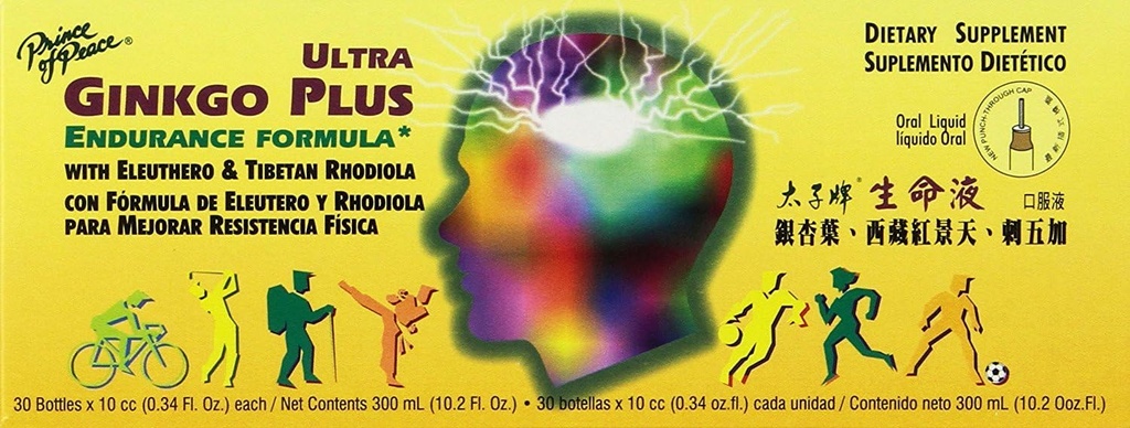 Barış Ultra Ginkgo Plus Prensi, 30 Şişe, 0.34 fl. oz. Her biri - Beyin Boost Supplement - Active Lifestyles için Destek - Endurance için Ginkgo Biloba