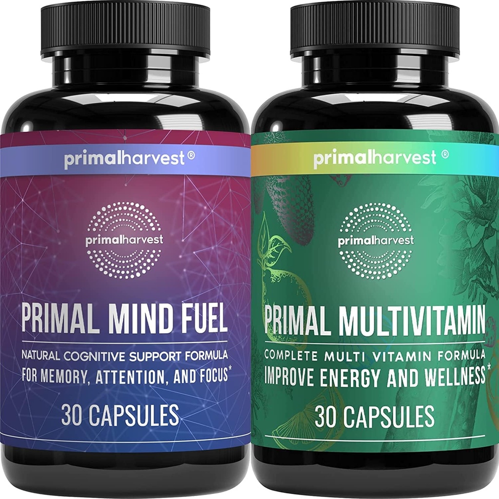 Primal Harvest Primal Mind Yakıt & Multivitamin Supplements for Women and Men Multi Vitamin Capsules and Mind Fuel Pills Sche
