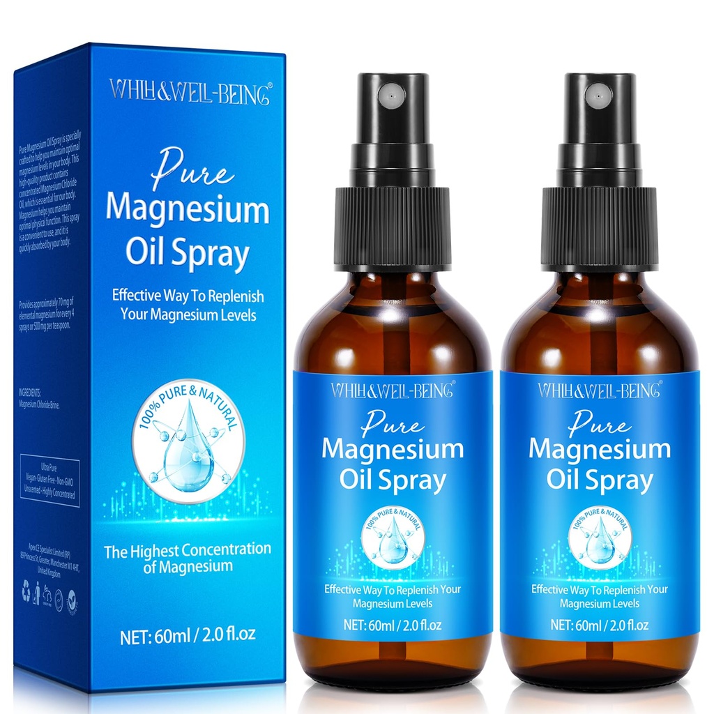 Magnezyum yapıştırıcısı, Pure Magnezyum Oil Mix for Feet, Natural Materials in Glass Şişe, Absorb'a Kolay ve 2Pack Kullanımı