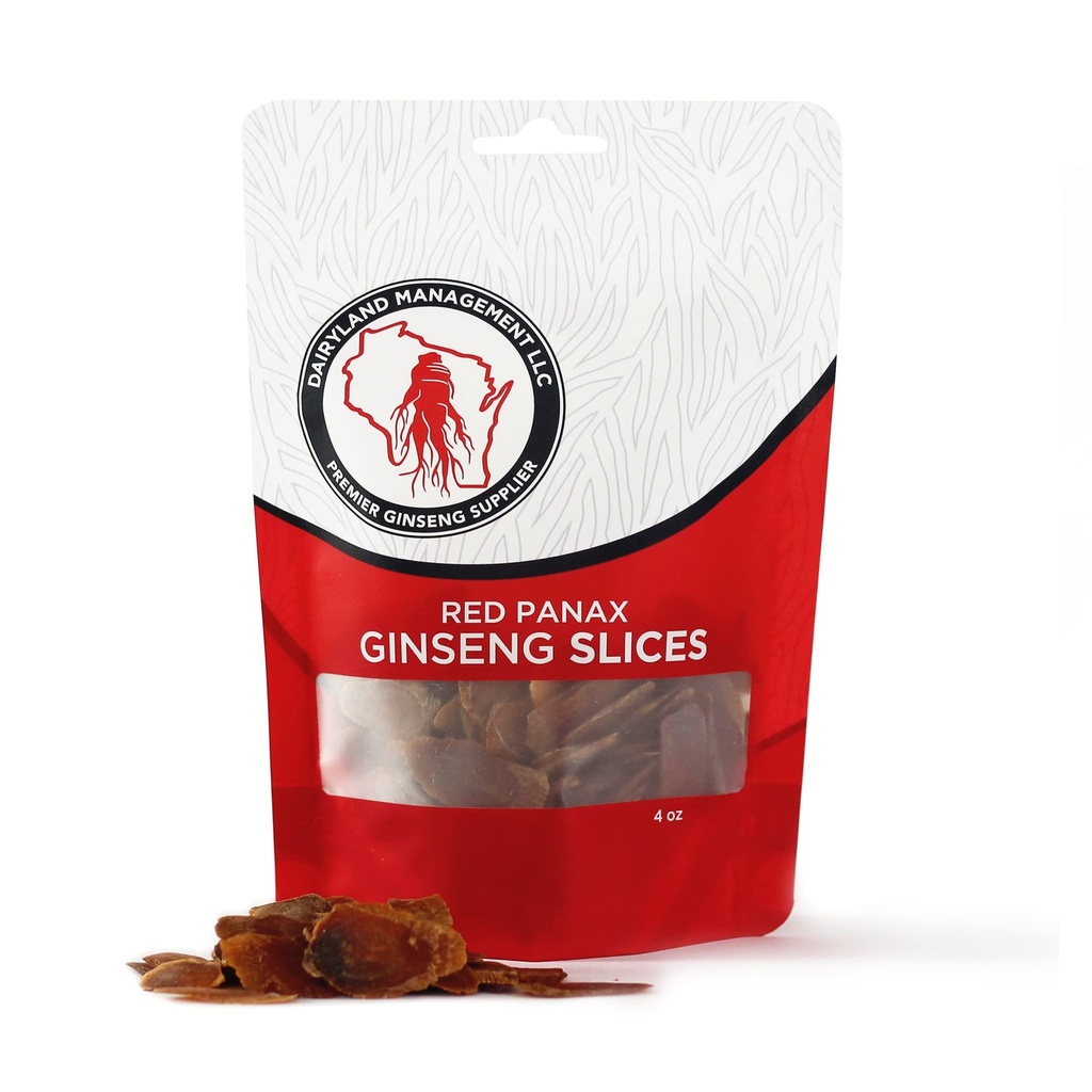 Dairyland Management LLC Red Panax Ginseng Slices - 4 oz Pack Koreli Panax Ginseng Slices - Non-GMO, Gluten Free Red BTC Root Slices - Bu Herbal Supplement'ı Soup, Çay, Congee