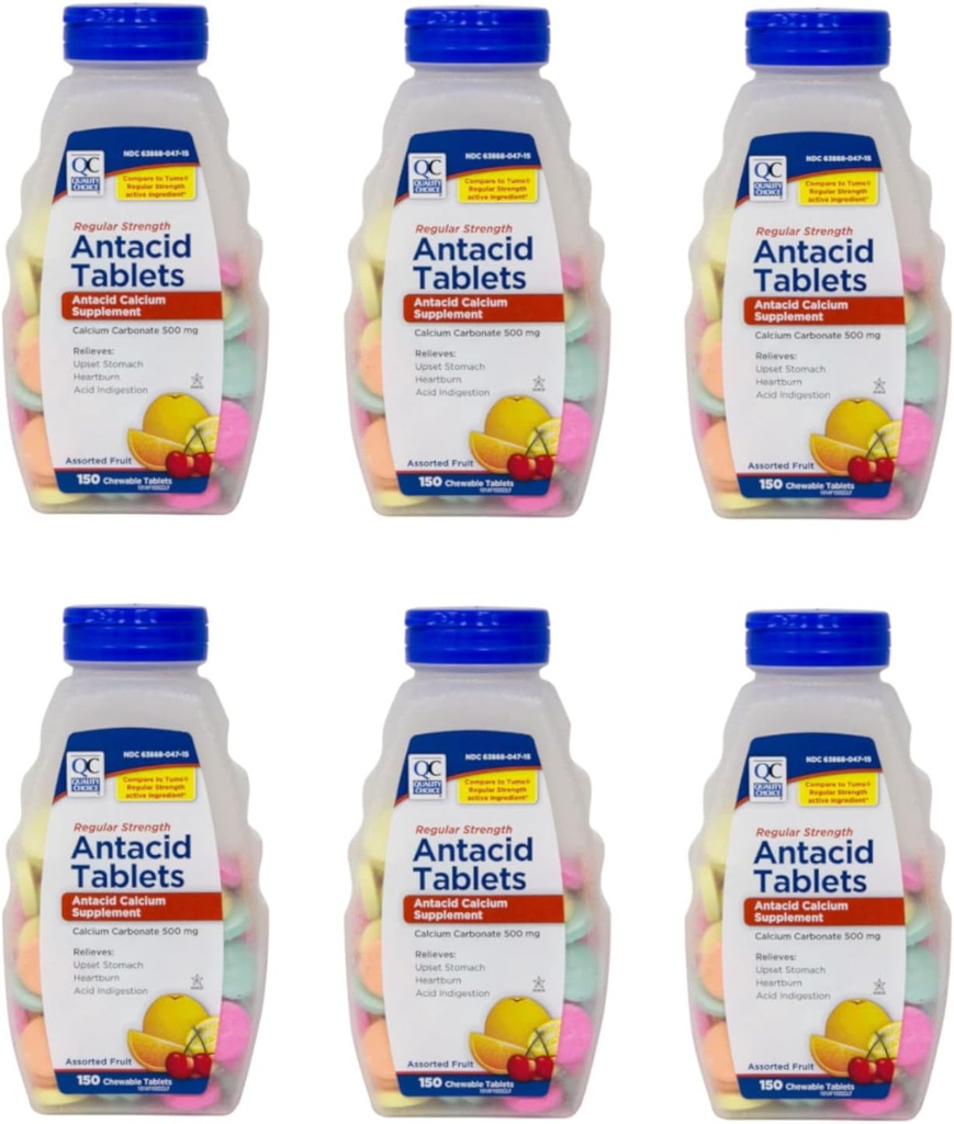 Kalite Seçenekleri Düzenli Kuvvetli Çelik Karbonat 500 mg Antacid Chewable Tabletler, 150 Kont - 6 Paket