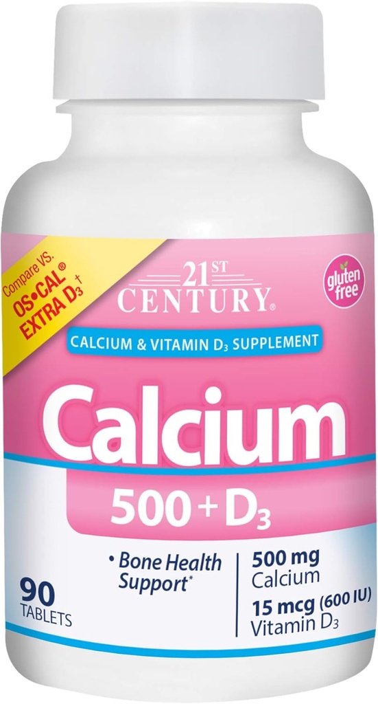 21st Century Food Plus Ekstra D Caplets, 500 mg, 90 Kont, 1 Paket