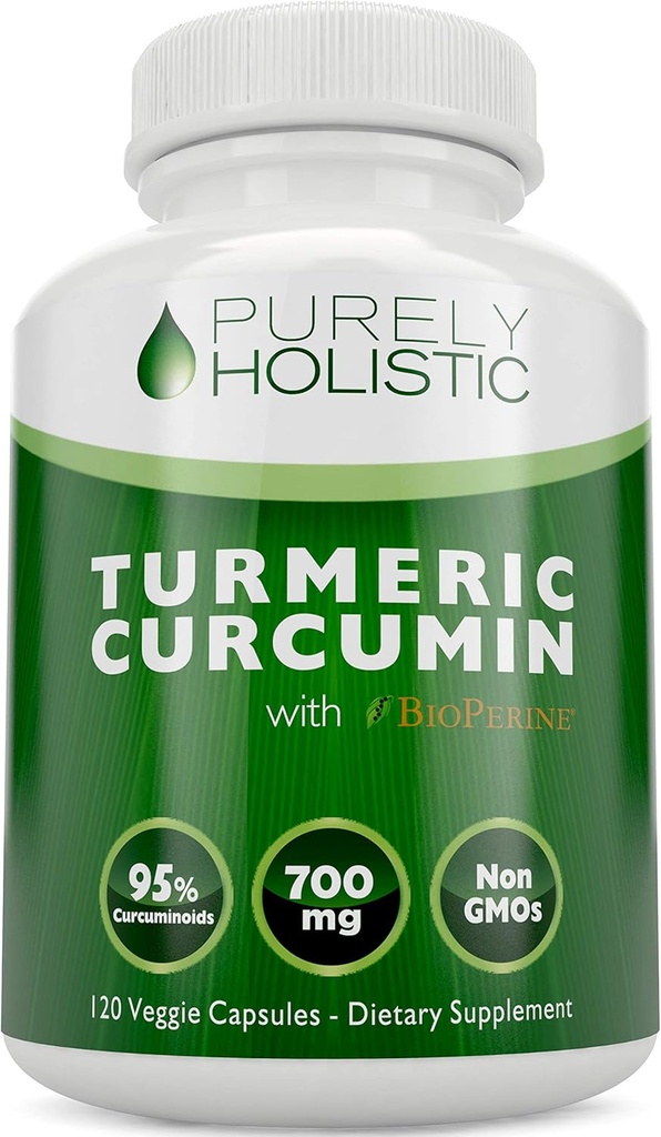 Turmeric Curcumin ile BioPerine - 120 Vegan Capsules - Capsule başına yaklaşık 700 mg - Black Pepper Extract% 95 Curcuminoids