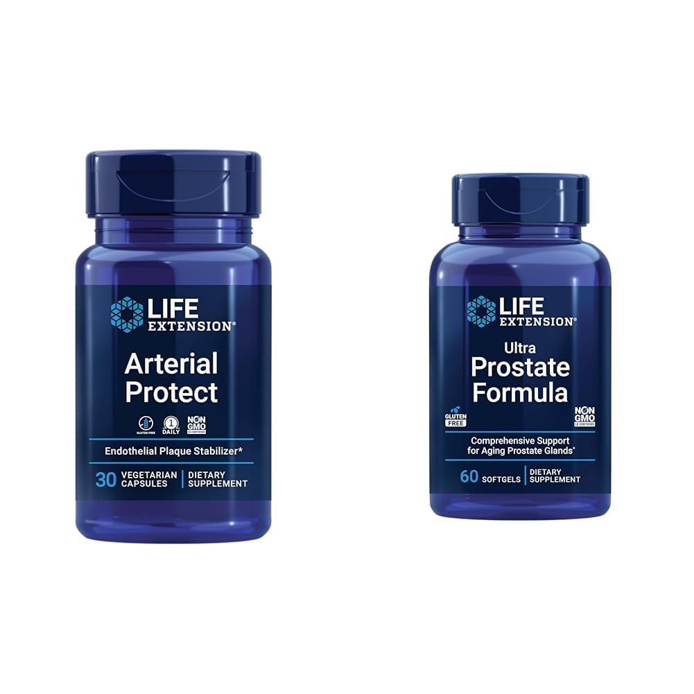 Life Extension Arterial Protection - Blood Pressure Supplement for Heart Health & Ultra Prostate Formula, Saw Palmetto for Men, pygeum, sting Nettle Root, lycopene