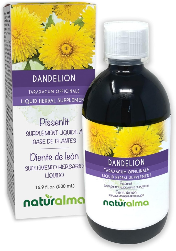 Naturalma Dandelion (Taraxacum officinale) Root and herb Alkol-Free Tincture - 16.9 sn oz Liquid Extract in Drops - Herbal Supplement - Vegan