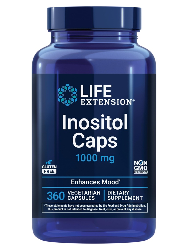 Life Extension Inositol Caps – 1000 mg, Myo-Inositol – Mood Health, Well-Being, Sağlıklı Metabolism, Hormon Dengesi – Gluten-Free, Non-GMO, Vegetarian – 360 Capsules