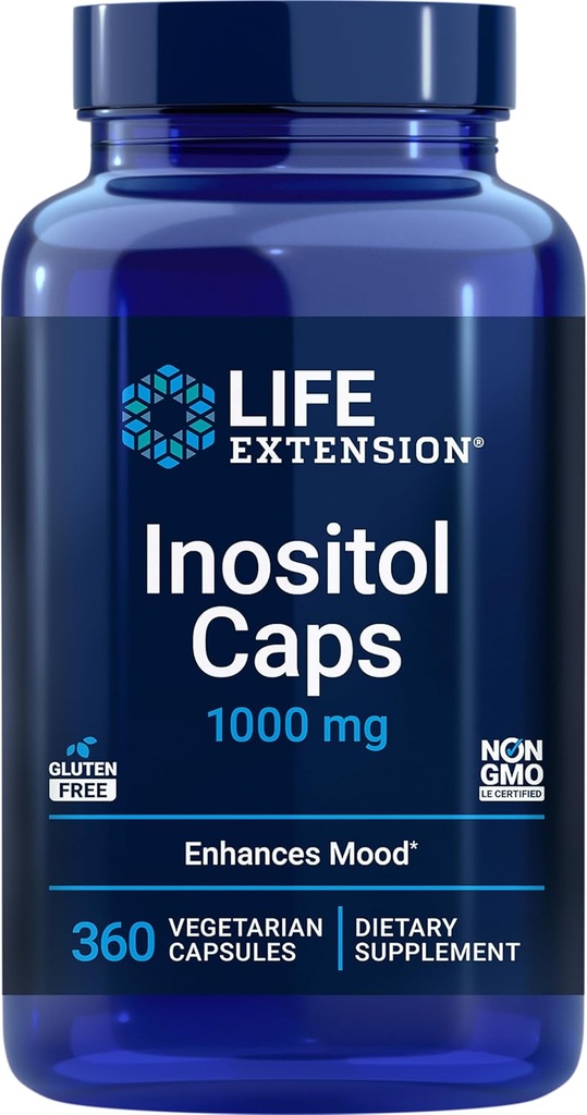 Life Extension Inositol Caps – 1000 mg, Myo-Inositol – Mood Health, Well-Being, Sağlıklı Metabolism, Hormon Dengesi – Gluten-Free, Non-GMO, Vegetarian – 360 Capsules