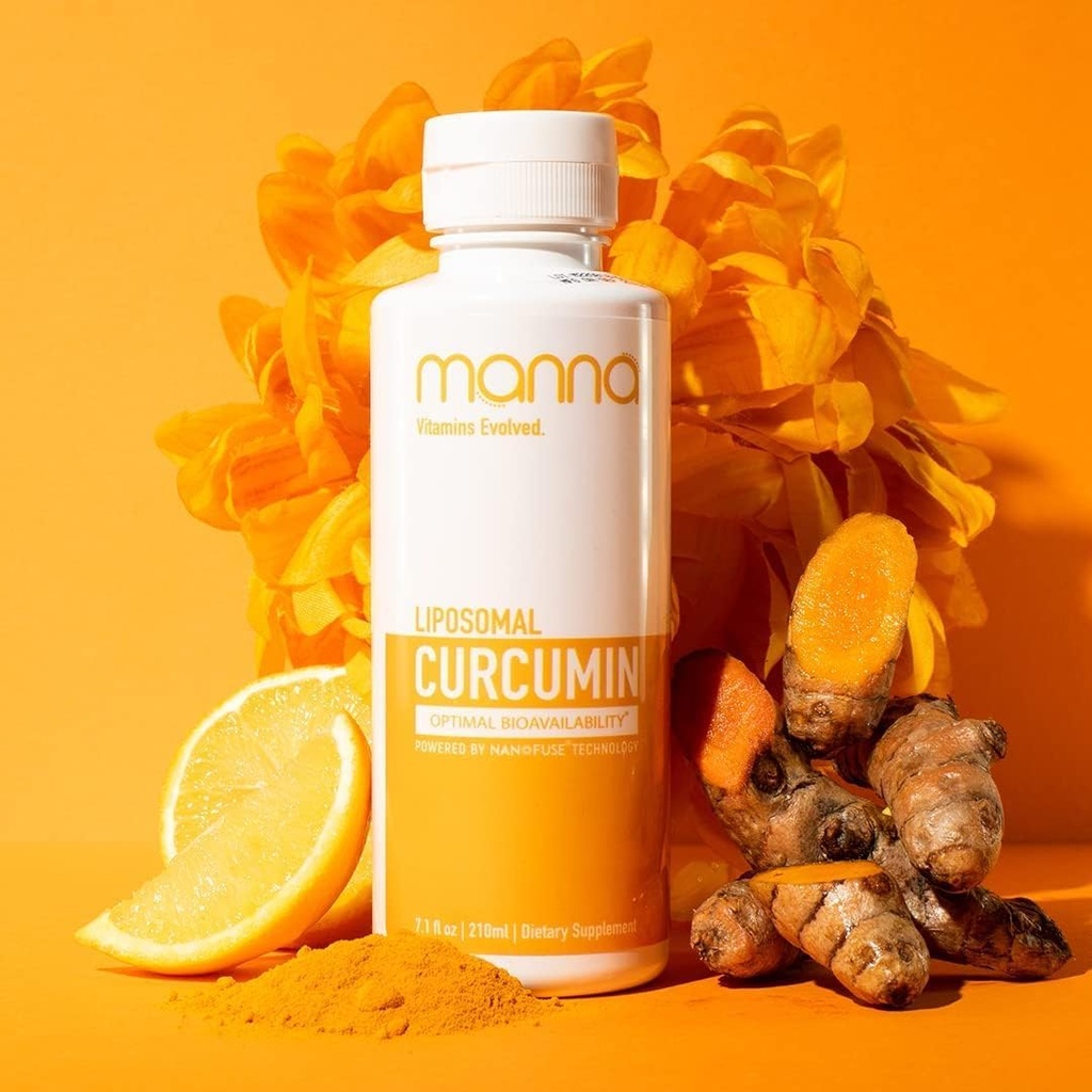 Manna Vitamins Evolved Liposomal Liquid Curcumin for Advanced Absorption Best Turmeric Supplement for Daily Joint & Immune Health Support - Vegan, Non-GMO, 95% Curcuminoids (1 Pack)
