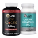 Qunol CoQ10 200mg Softgels, Ultra Υψηλής Απορρόφησης Συνένζυμο Q10 Συμπληρώματα - 2 Μήνες Προσφορά - 60 Count Magnesium 3 in 1 Tablets with Calcium, Magnesium & Zinc, 270 Count