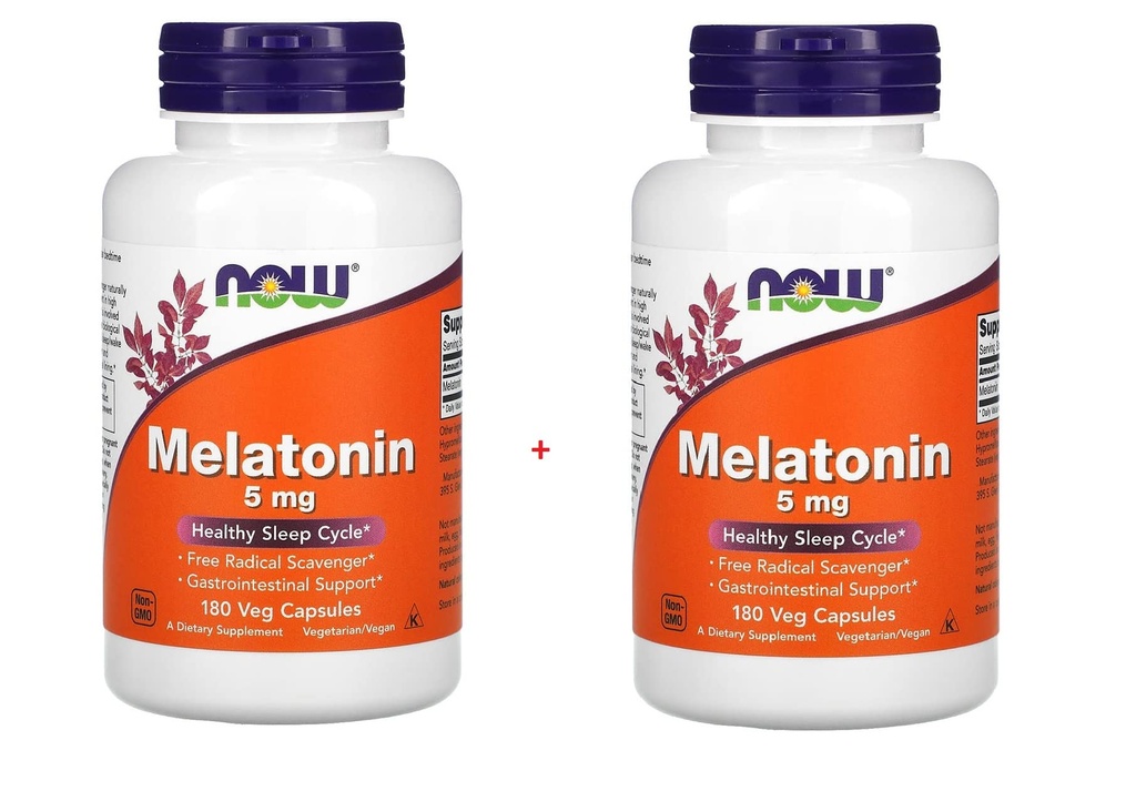 Melatonin, High Potency, 5 mg, 180 Vcaps (2-Pack)