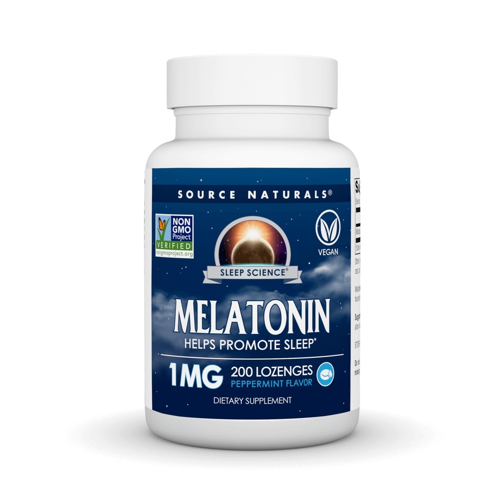 Source Naturals Melatonin, Sleep'ı teşvik etmeye yardımcı olur*, 1 mg - 200 Peppermint Flavored Lozenges