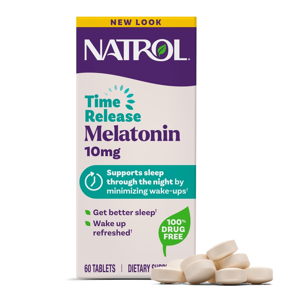 Νατρόλη μελατονίνη 10mg δισκία απελευθέρωσης χρόνου, συμπλήρωμα διατροφής ύπνου για τον ύπνο, 60 δισκία αποδέσμευσης χρόνου μελατονίνης, 60 υπηρεσίες